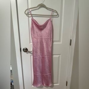 Aritzia Babaton Satin Slip dress in baby pink